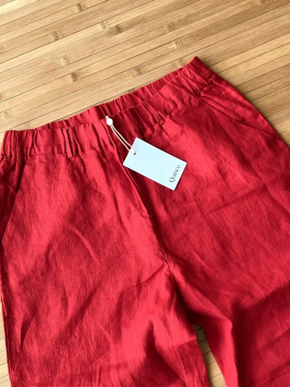 Quince 100% European Linen Ankle Pants Pull On Women Small S Chile Red NWT